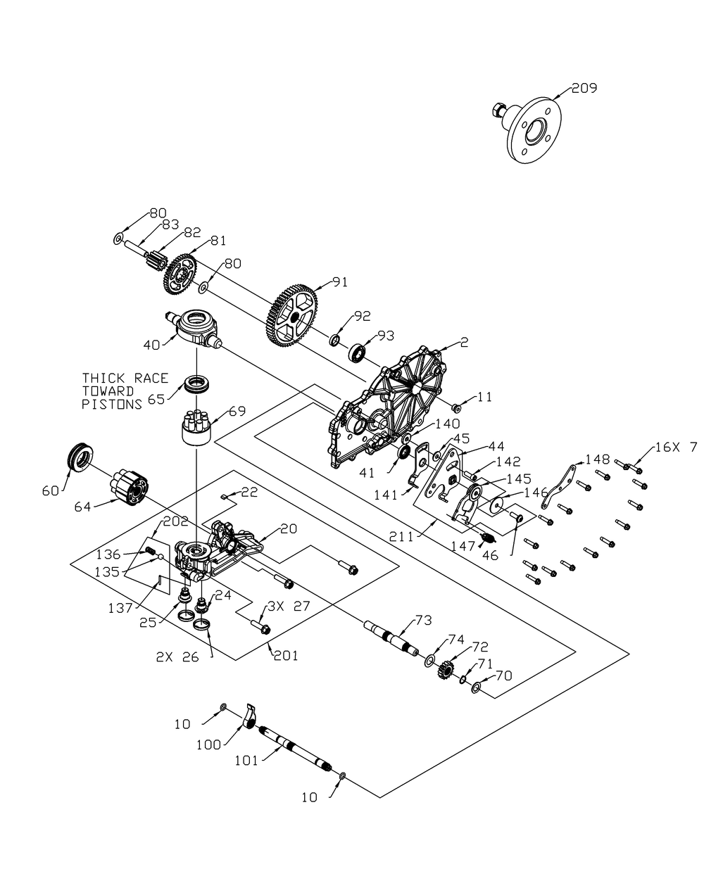 Transmission-Right Hand Lower Diagram and Parts List for Z-FORCE60 53AA5BBJ-53AA5BBJ710 Cub Cadet Lawn Tractor